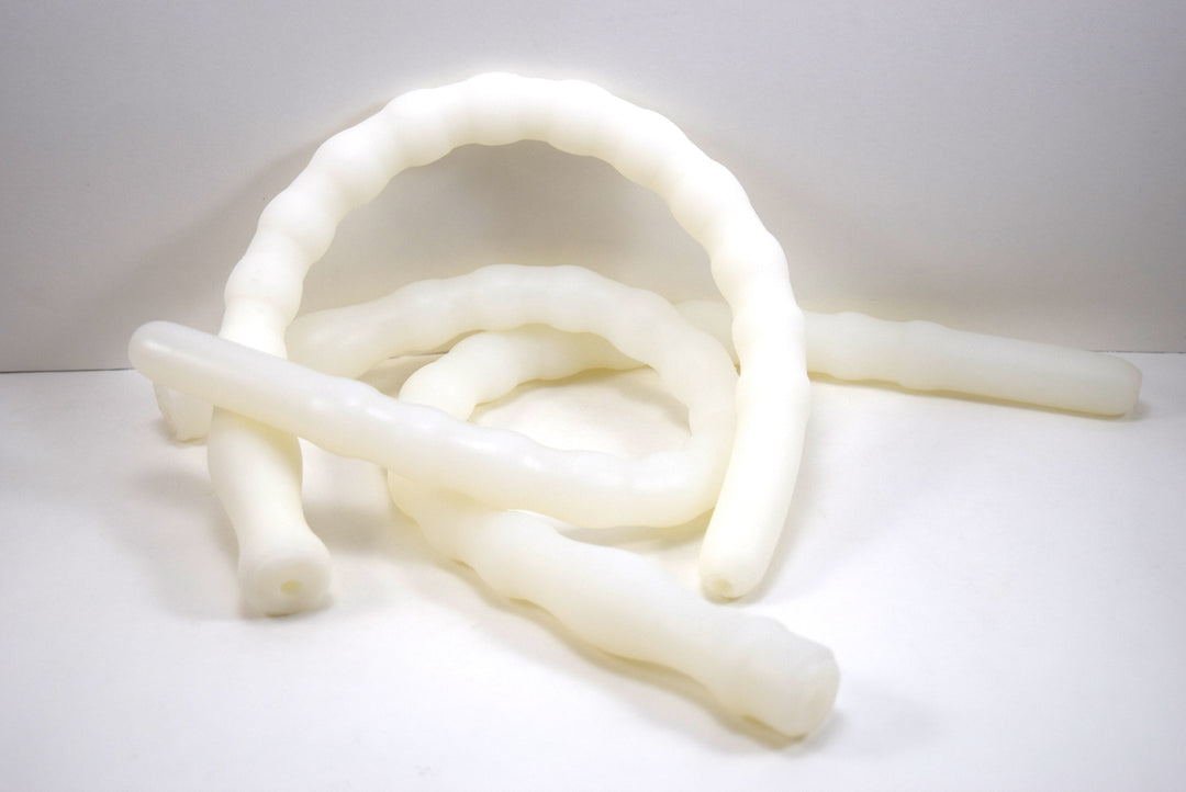 18-inch shower shooter silicone enema nozzle featuring twelve expansion ribs and a threaded connector for extended-reach hands-free shower use
