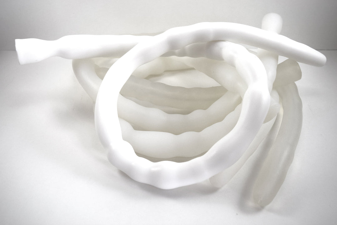 39-inch XL extended length white ribbed silicone shower shooter nozzle for deep reach colon cleansing