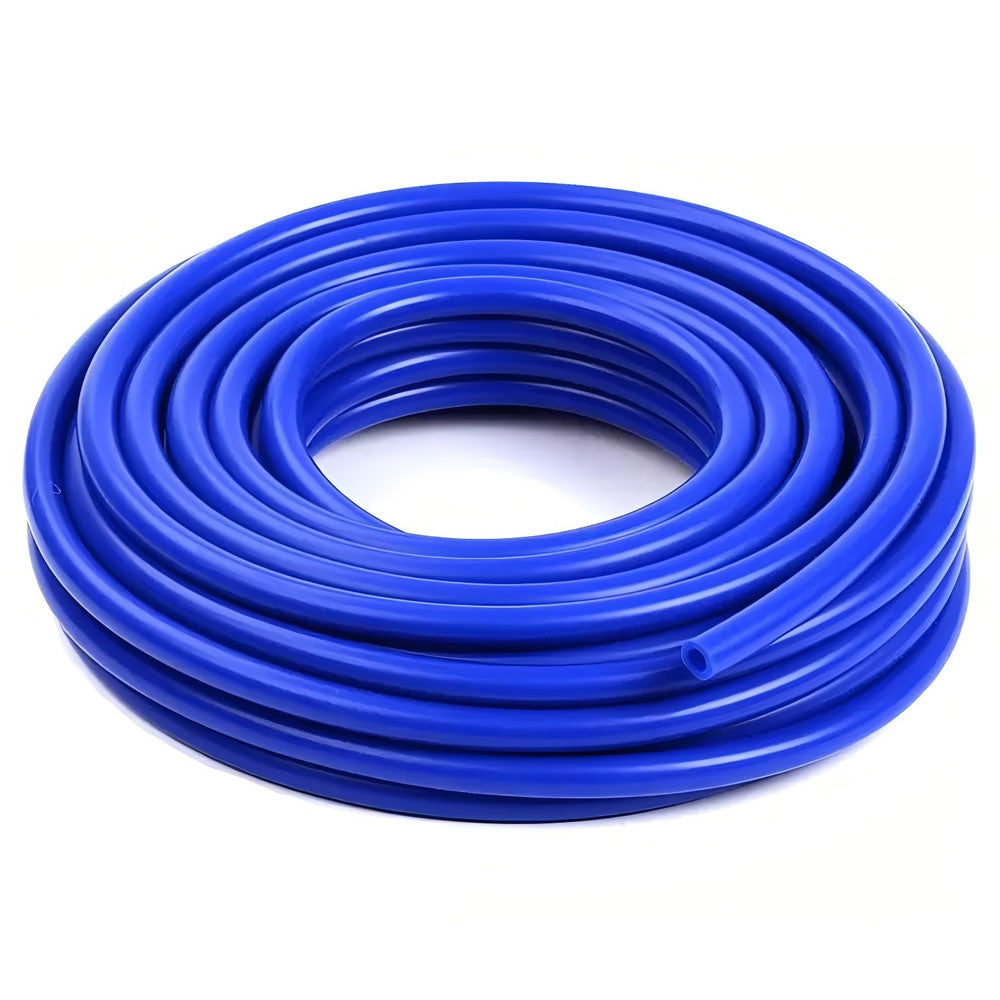 Close-up of flexible 5/16 inch inside diameter by 7/16 inch outside diameter platinum-cured silicone tubing featuring medium wall thickness and smooth surface.
