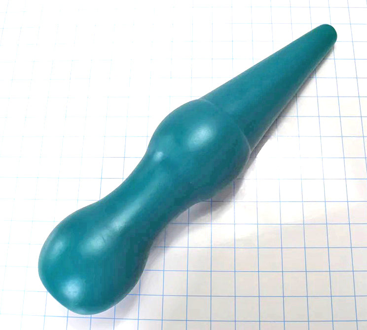 GRB 228 16-inch graduated retaining ball colon tube with 3-inch maximum diameter, 17-inch total length, 12.5-inch insertable depth, 3.5-inch retention ball, and safety flange base on a grid background.