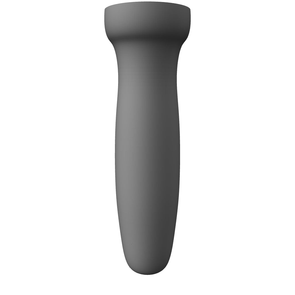 3D model render of a white CSRE 1.5-inch colonic speculum retention enhancer featuring a tapered tip, 1.28-inch retention valley, and flanged base.