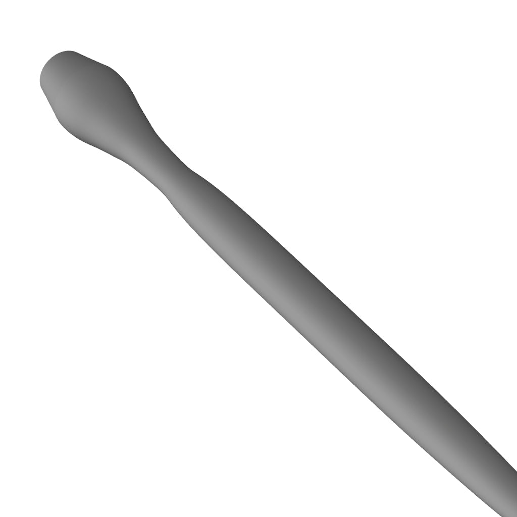 3D interactive model of the SSND-JWW 4-inch extended silicone urethral stretching sound showing tapered shaft and base flange