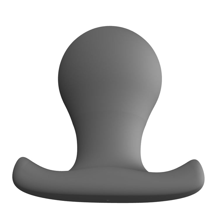 3D interactive model render of The Orb 3-inch bulb-style silicone retention plug, showcasing its 3-inch spherical bulb, tapered neck, and contoured oval gluteal base flange.
