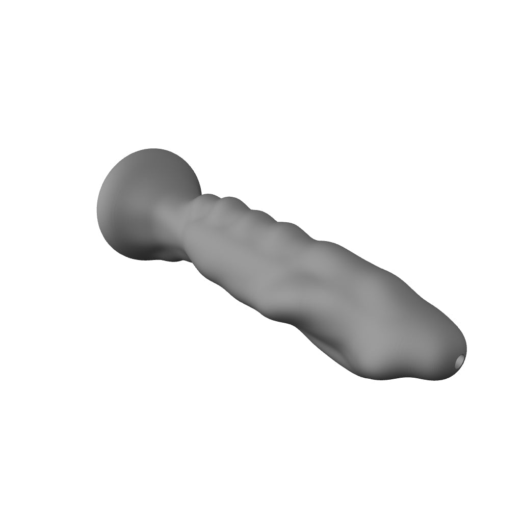 3D interactive model of the SSND Thing long version silicone urethral sound with textured bumps.
