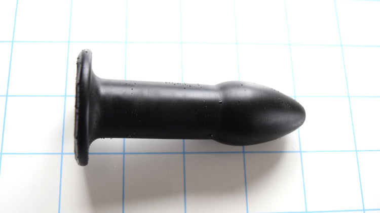 RTDL 1 small rectal training dilator in medical-grade platinum silicone with 1 inch diameter tip, 3.5 inch length, and safety flange for beginner enema training