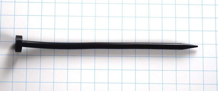 Black SPEAR-A silicone sound, 12 inches long, featuring a 12.5mm tapered spear-point tip and smooth shaft, displayed on a blue grid background.