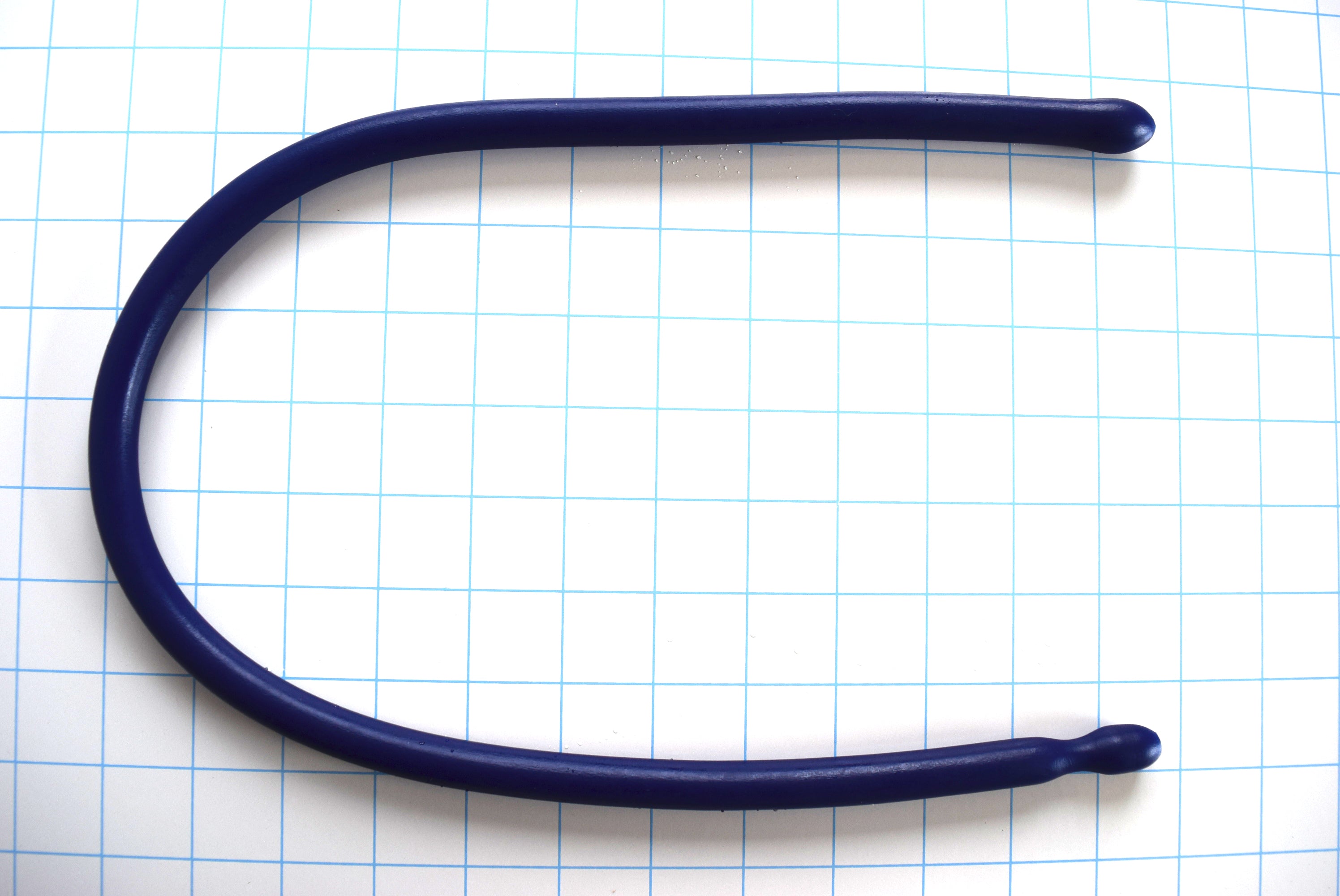 SSND-24" Ball Tip silicone urethral sound featuring a 14mm egg-shaped ball tip (42Fr), 12mm polished shaft (36Fr), 8mm retention valley, and 24-inch insertable length on a grid background.