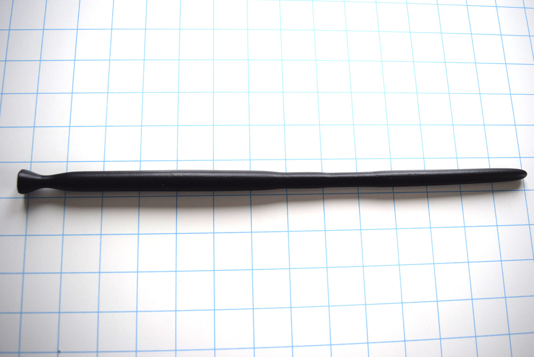 SSND-BMK3EXT black silicone sound on grid background showing tapered tip, undulating shaft swells, 13mm barrel, and retention valley.