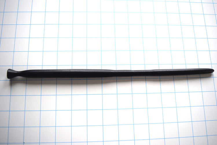 SSND-BMK3EXT black silicone sound on grid background showing tapered tip, undulating shaft swells, 13mm barrel, and retention valley.