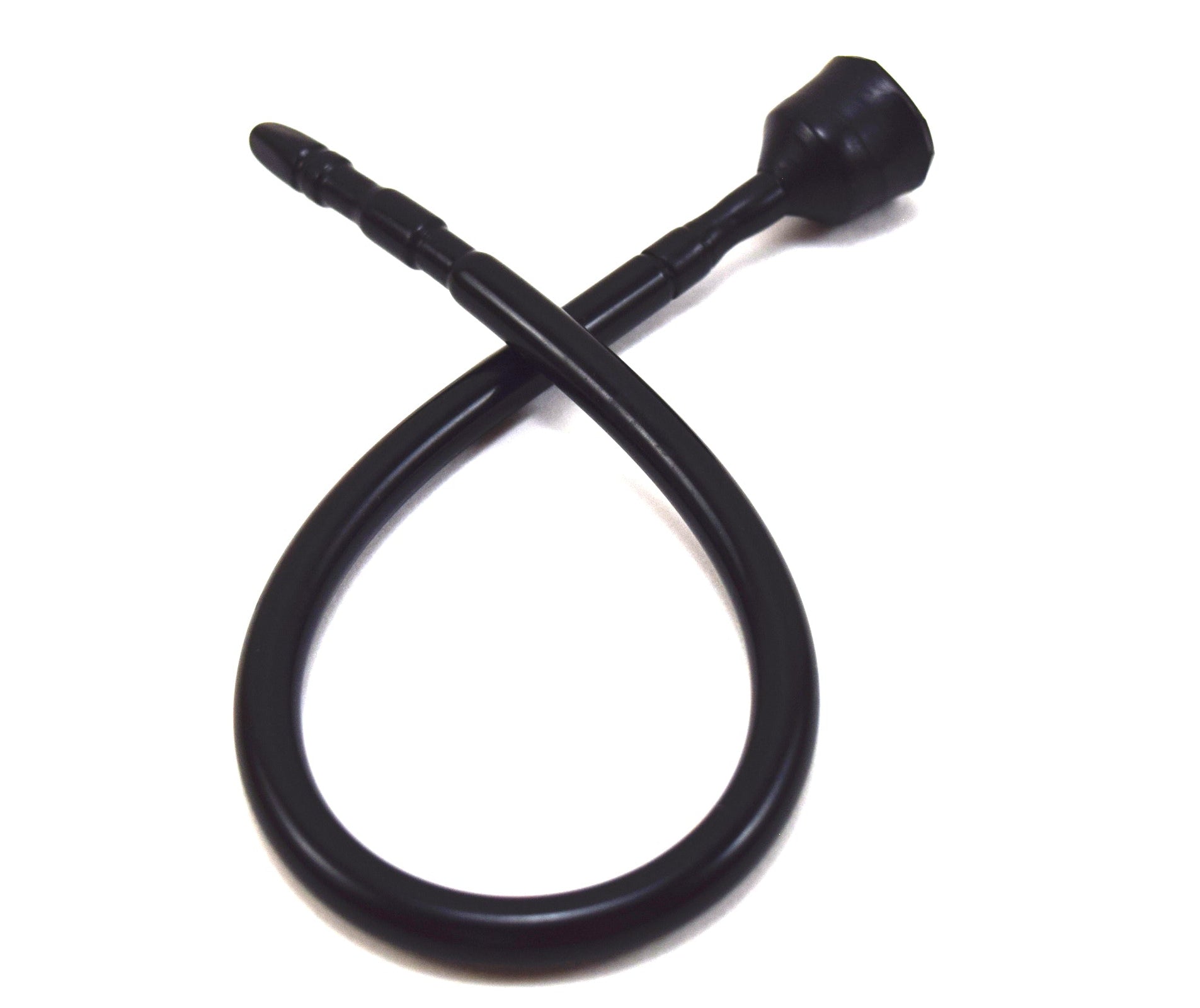 A black 13-inch contoured silicone sound looped into a loose ribbon shape against a solid white background.