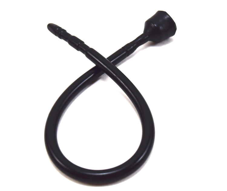A black 13-inch contoured silicone sound looped into a loose ribbon shape against a solid white background.
