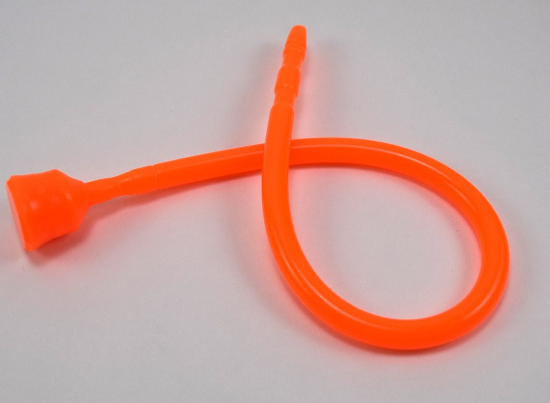 An orange 13-inch contoured silicone sound looped into a ribbon shape against a solid white background.