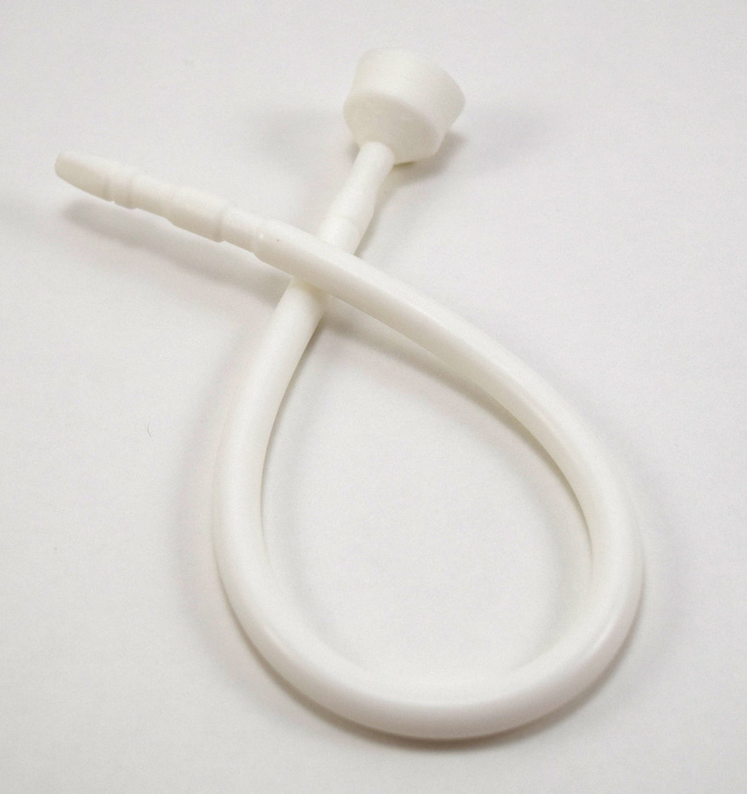 A solid white 13-inch contoured silicone sound looped into a ribbon shape against a plain white background.