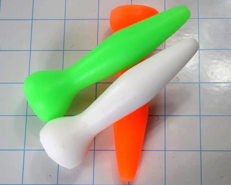 SSND-Diamond 8-25 BF fluorescent orange silicone urethral sound featuring an 8mm soft rounded tip, 25mm maximum diameter center, 17mm retention valley, 1.3-inch ball flange, and 4-inch insertable length on a grid background.