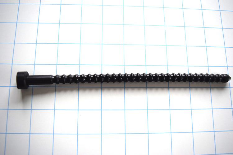 Black 10mm ribbed silicone sound probe featuring a textured shaft and flanged base against a grid background.