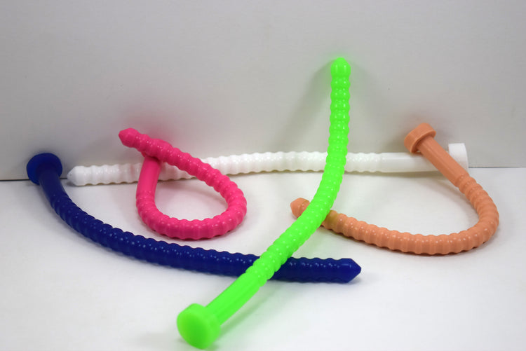 A variety of colorful 10mm ribbed silicone sounds display flexible shafts with flanged bases on a white background.