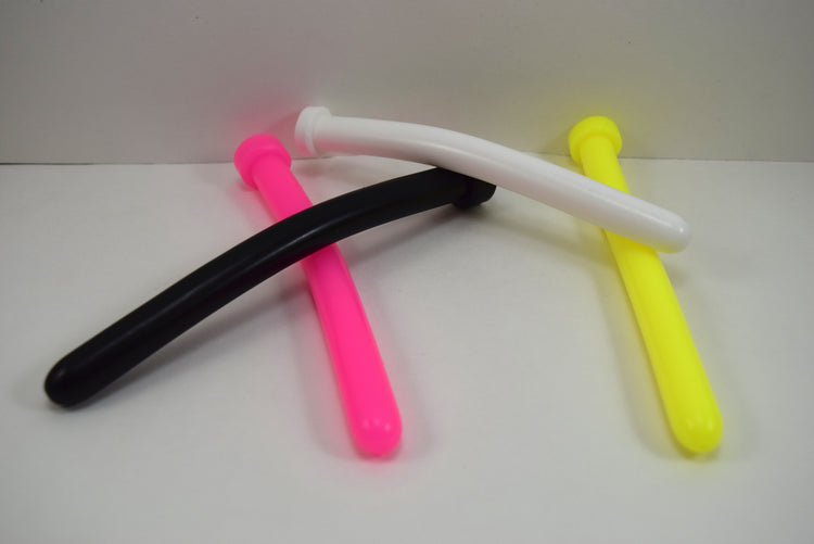 Four 14mm SSND silicone sounds called The Rod displayed together on a white background in black, white, bright yellow, and neon pink.