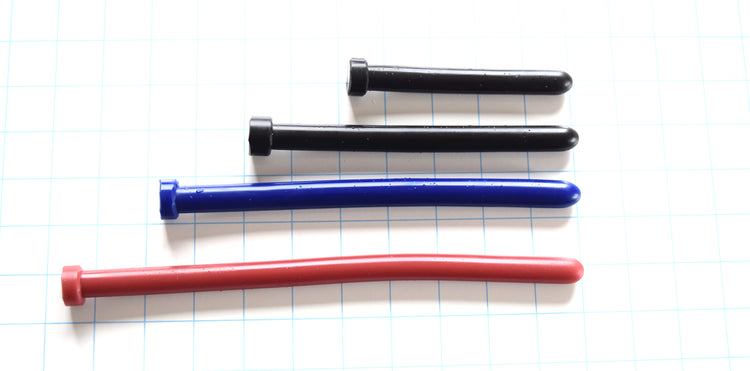 SSND-The Rod 14mm smooth silicone urethral sound showing straight design with consistent diameter, premium silicone construction on a blue grid background.