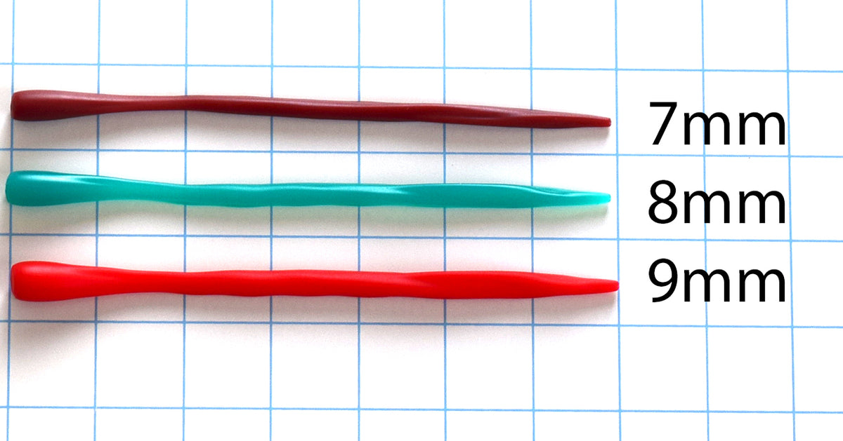 Overhead view showing the 7mm, 8mm, and 9mm options for the 7-inch SSND-THING slender silicone sound