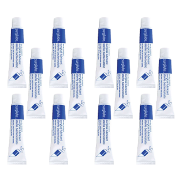 Group array of twelve 4.25 oz tubes of Surgilube sterile surgical lubricant jelly
